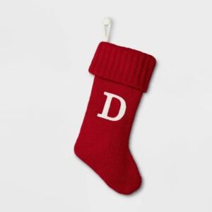 Wondershop Holiday Christmas Stocking Knit Red Monogram Letter D