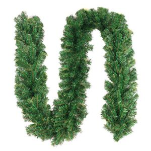 TQS 10Ft Christmas Garland Indoor Outdoor Decorations Greenery Christmas Garlands – Non-lit Christmas Green Garland for Stairs Railing Fireplace Mantle Front Door Porch Holiday Wedding Party Decor