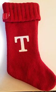 Wondershop Christmas Holiday Red Thick Knit Stocking Monogram Letter T 20