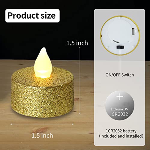 LOGUIDE Battery Operated LED Tea Lights,24 Pack Gold Flameless Votive Tealights Candle with Warm White Flickering light, Small Electric Fake Tea Candle Realistic for Wedding,Table,Festival Celebration | The Storepaperoomates Retail Market - Fast Affordable Shopping