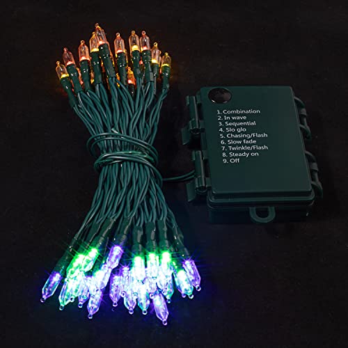 Joiedomi 17.3ft Christmas Multicolor 50 LED Green Wire String Lights, Battery Powered with 8 Modes 6 Hr Timer for Indoor and Outdoor Party, Home, Patio, Lawn, and Garden Holiday Decoration | The Storepaperoomates Retail Market - Fast Affordable Shopping