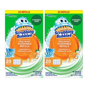 Scrubbing Bubbles Fresh Brush Flushables Refill, Toilet and Toilet Bowl Cleaner, Eliminates Odors and Limescale, Citrus Action Scent, 20ct- Pack of 2 (40 Total Pads)