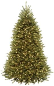 National Tree Company Pre-Lit Artificial Full Christmas Tree, Green, Dunhill Fir, White Lights, Includes Stand, 7.5 Feet