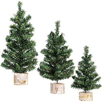 Winlyn 3 Pack Mini Canadian Pine Trees with Wood Bases Artificial Miniature Christmas Trees for Holiday Season Tabletop Decoration Centerpiece Displays Xmas Green Assorted Sizes 7.5″ 8.9″ 10.8″ | The Storepaperoomates Retail Market - Fast Affordable Shopping