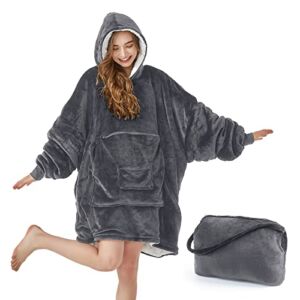 HOMEMATE Packable Wearable Blanket Hoodie for Adults, Hooded Oversized Sweatshirt Hoodie Blankets for Women, Gift for Mom