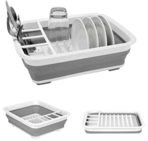 Collapsible Dish Drying Rack Portable Dish Drainer Dinnerware Organizer for Kitchen Counter RV Storage Campers