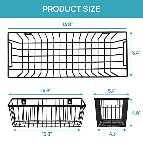 Vtopmart Hanging Wall Basket, 4 Pack Metal Wire Baskets for Kitchen Organization, No Drilling Adhesive Wall Storage Basket, Organization Container Bins for Pantry, Bathroom, Bedroom, Closet, Office | The Storepaperoomates Retail Market - Fast Affordable Shopping