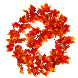 Coobbar 5 Pack Artificial Maple Leaf Garlands,7.9 ft/Piece Autumn Hanging Fall Leave Vines for Indoor Outdoor Wedding Thanksgiving Dinner Party Fireplace Christmas Decor (5 in 1)
