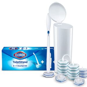 Clorox ToiletWand Disposable Toilet Cleaning System – ToiletWand, Storage Caddy and 16 Disinfecting ToiletWand Refill Heads (Package May Vary)