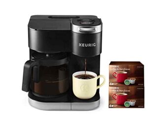Keurig K-Duo Coffee Maker, Single Serve and 12-Cup Carafe Drip Coffee Brewer, Compatible with K-Cup Pods and Ground Coffee, Black, with 12 K-Cups