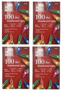 Home Accents Holiday 20 ft. 100-Lights String-to-String Incandescent Lights Mini Bulb Multi Color (4 Pack)