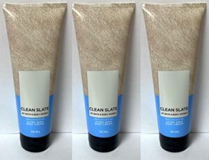 Bath and Body Works Clean Slate For Men Signature Ultra Shea Body Cream 8 fl oz Pack Of 3 (Clean Slate)