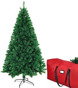 7.5ft Artificial Christmas Tree, Xmas Premium Spruce North Valley Holiday Hinged Pine Decorations Trees for Home Office Party Indoor Outdoor Decoration w/ 450 Branch Tips Easy Assembly, Foldable Base