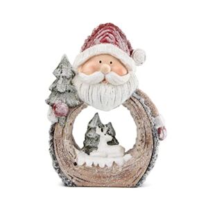 Santa Claus Statue with LED Lights for Holiday Decorations,Christmas Decor Frosty Figurine for Shelf Bookshelf Table Fireplace Home Decor Accents,Indoor Winter Battery Operated Timer