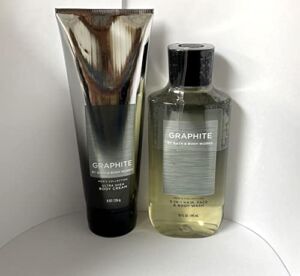 Bath and Body Works Just for Him Gift Set Graphite for Men Ultra Shea Body Cream and 2-in-1 Hair + Body Wash. Full Size