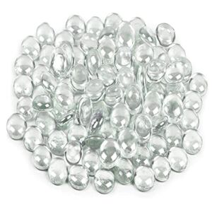 Galashield Clear Flat Glass Marbles for Vases Glass Gems Beads Pebbles Vase Filler (1 LB, Approx. 100 PCS)