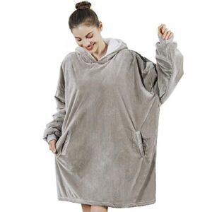 AmyHomie Blanket Sweatshirt,Oversized Sherpa Hooded Sweatshirt Blanket,Fleecehug Hoodie Wearable Blanket with Pocket for Adults & Kids & Teens