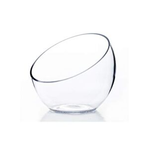 WGV Slant Cut Bowl Glass Vase, Width 7″, Height 6″, Clear Terrarium, Candy Dish, Fruit Jar, Floral Container for Wedding Party Event, Home Office Decor, 1 Piece
