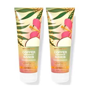 Bath and Body Works Copper Coconut Sands Body Cream Ultimate Hydration Acid Gift Set For Women 2 Pack 8 Oz. (Copper Coconut Sands)