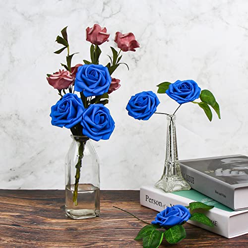 DIYASY Blue Fake Rose Flowers in Bulk,30 Pcs Artificial Foam Flowers with Stem for Wedding Centerpieces,DIY Bouquets,Craft and Home Floral Arrangement Decorations | The Storepaperoomates Retail Market - Fast Affordable Shopping