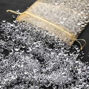 4000 Pieces Bling Diamond Acrylic Gem Table Scatter Crystals 3 mm, 6 mm, 10 mm Table Decorations for Vase Filler Christmas Wedding Birthday Party (Clear)