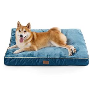 Bedsure Waterproof Dog Beds for Large Dogs – Up to 75lbs Large Dog Bed with Washable Cover, Pet Bed Mat Pillows, Navy
