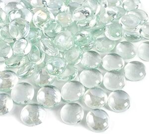 huianer Clear Flat Glass Marbles 1lb, Gemstone Beads for Floral Vase Fillers Aquarium Pebbles Crystal Rocks Table Decoration