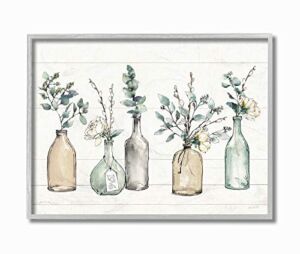 Stupell Industries Bottles and Plants Farm Wood Textured, Design by Anne Tavoletti Wall Art, 11 x 14, Multi-Color