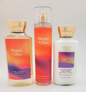 Bath & Body Works – Happy Vibes – 3 pc Bundle – Trio – Shower Gel, Fine Fragrance Mist and Body Lotion – 2021