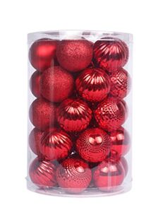 YYCRAFT 34ct Christmas Ball Ornaments 4CM for Xmas Tree Christmas Decorations Shatterproof Hooks Included (Red, S)