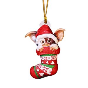 Gremlins Gizmo in Santa Hat Hanging Festive Decorative Ornament,Christmas Tree Hanging Figurine Ornament Decor Funny Christmas Tree Decoration for Car Holiday Home Party Christmas Tree
