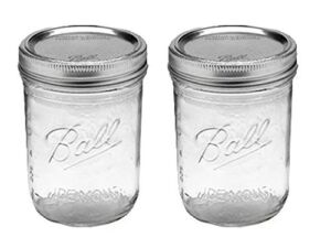 Ball Jar with Lid and Band – Pick Your Size and Color (Clear, Wide Mouth Pint – 16 oz.) Pack Of 2