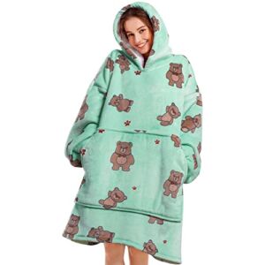 Naretce Blanket Hoodie women & Man,Premium Sherpa Fleece Oversized Hoodie Blanket With Giant Pocket for Women,Super Cozy and Big Wearable Blanket Hoodie Sweatshirt Gift Bear New