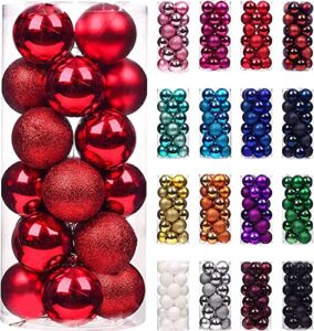 Christmas Decorations – Christmas Balls Ornaments for Christmas Tree Christmas Tree Decorations Hanging Ball for Holiday Wedding Party Decoration 30mm Shatterproof （Red）