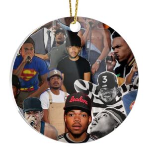 Holiday Christmas Ornament Chance Home Decor Circle X-mas The Xmas Gift Christmas Rapper Home Decor Acrylic Celebrity Gift Collage for Holidays, Party Decoration