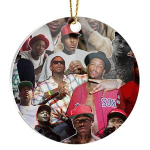 Round Ornament Christmas Decoration Rapper Home Decor Circle X-mas Yg Xmas Gift Christmas Celebrity Home Decor Acrylic Collage Gift for Holidays, Party Decoration