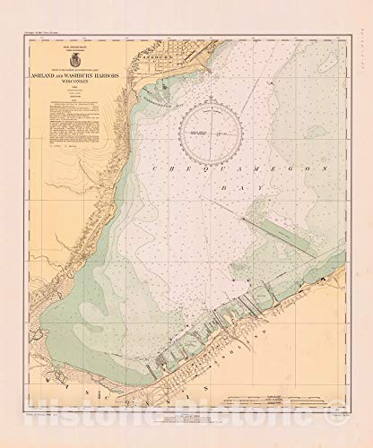 Historic Pictoric Vintage Map – Ashland and Washburn Harbors, 1943 Nautical NOAA Chart – Wisconsin (WI) – Vintage Wall Art – 44in x 53in | The Storepaperoomates Retail Market - Fast Affordable Shopping