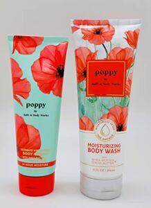 Bath & Body Works Poppy – 2 pc Bundle – Moisturizing Body Wash – 10 fl oz and Ultimate Hydration Body Cream – 8 fl oz.