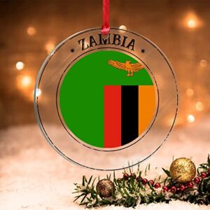 Zambia Flag Tree Decoration Ornament National Flag Zambia Christmas Decor Holiday Keepsake Acrylic Christmas Ornament New Home to Travel Lover