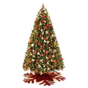 Artificial 7.5 ft Christmas Tree Pre-lit with Decorations Skirt and 500 Warm White Led Lights, 1789 Hinged PVC Branch Tips, 8 Lighting Modes, Easy Assembly, arbolito de Navidad con Luces 2022