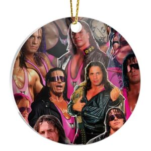 Holiday Christmas Ornament Bret Home Decor Circle X-mas The Xmas Gift Christmas Hitman Gift Hart Home Decor Acrylic Celebrity Collage for Holidays, Party Decoration