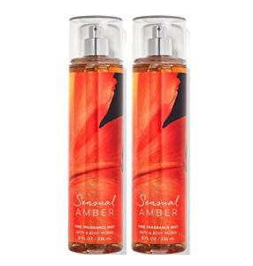 Bath and Body Works Sensual Amber Fine Fragrance Body Spray Mist Perfume Gift Set – Value Pack Lot of 2 (Sensual Amber)