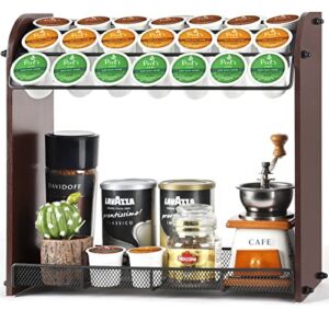 K Cup Holder Large Capacity Coffee Pod Holder Coffee Bar Accessories and Cup Storage Organizer Save Space for Home Office Kitchen Counter Organizer(Espresso Brown)