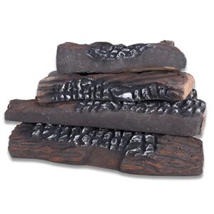 GasSaf Large Gas Fireplace Logs, 10 Piece Ceramic Fire Logs for Fire Pit and Fireplace, Ventless, Vented, Gas Inserts, Electric, Realistic Fake Fireplace Logs