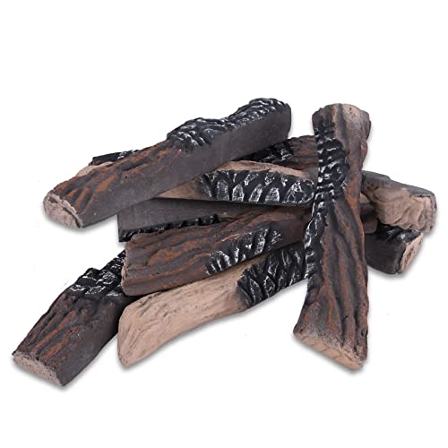 GasSaf Large Gas Fireplace Logs, 10 Piece Ceramic Fire Logs for Fire Pit and Fireplace, Ventless, Vented, Gas Inserts, Electric, Realistic Fake Fireplace Logs | The Storepaperoomates Retail Market - Fast Affordable Shopping