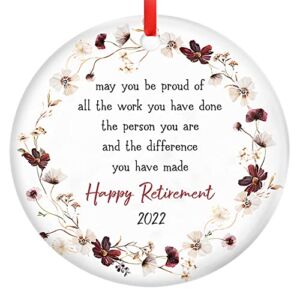 Retirement Gifts for Women, Men – Holiday Decor, Christmas Ornaments – Thoughtful Retirement Ornaments, Precious Moments 2022 Christmas Ornaments, Tree Decorations, Happy Retirement Ceramic Ornament