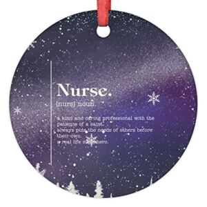 Nurse Definition Typography Christmas Tree Ornaments Funny Quote Nurse Personalized Christmas Ornaments 2022 Decorative Hanging Ornaments Holiday Christmas Keepsake New Year Gifts 3 Inch
