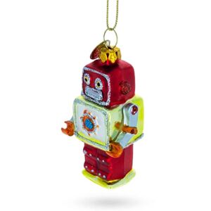 BestPysanky Square Headed Robot Glass Christmas Ornament