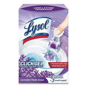 Lysol Click Gel Automatic Toilet Bowl Cleaner, Gel Toilet Bowl Cleaner, For Cleaning and Refreshing, Lavender Fields, 6 Applicators