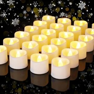 Amagic 24 Pack Flameless Tea Lights, Battery Operated LED TeaLight Candles for Mothers Day Gifts, Warm White, Flickering, D1.4” H1.25”